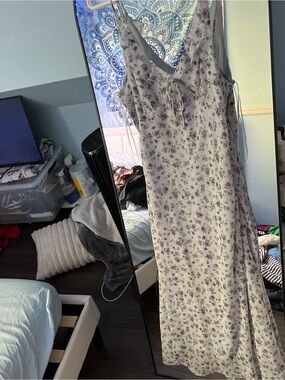 Floral Slip Dress in Lavender and Cream